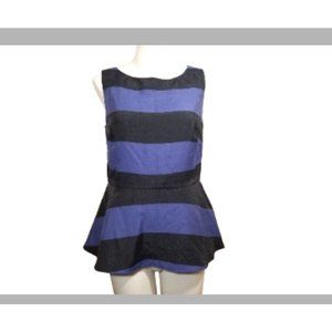 Banana Republic Womens Striped Sleeveless Peplum Top Blue Size 6 New